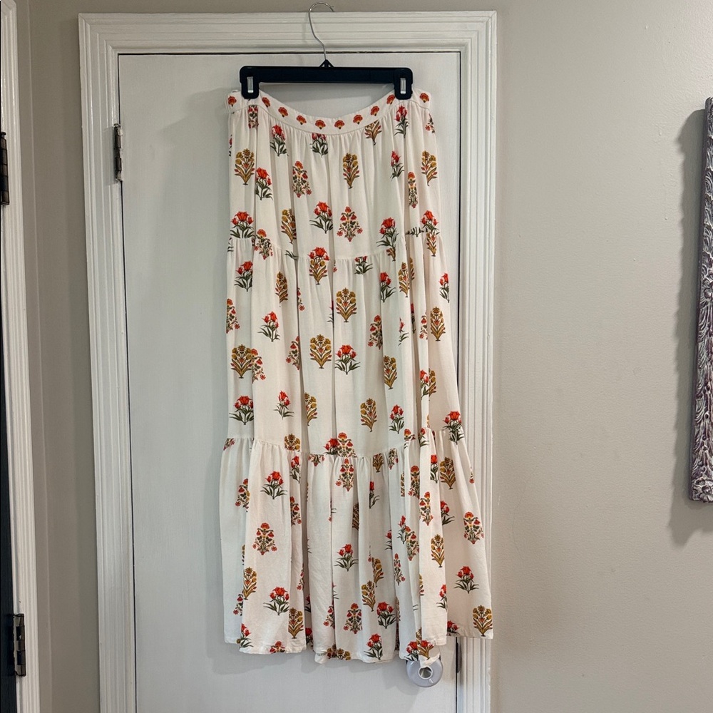 ANTONIO MELANI Floral White Maxi Skirt
